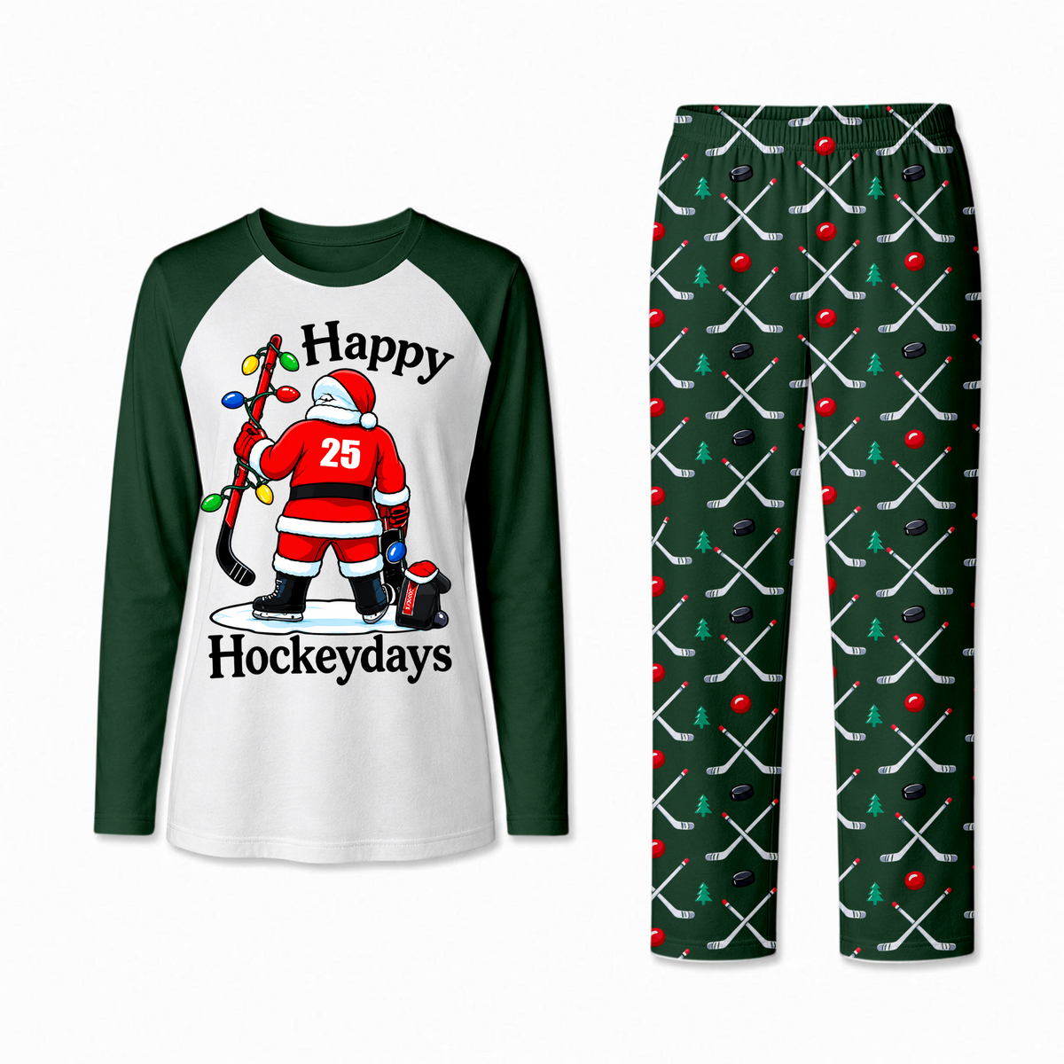 Festive Happy Hockeydays Hockey Christmas Matching Family Pajamas