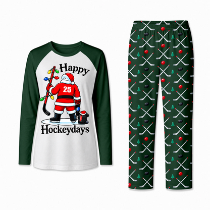 Festive Happy Hockeydays Hockey Christmas Matching Family Pajamas