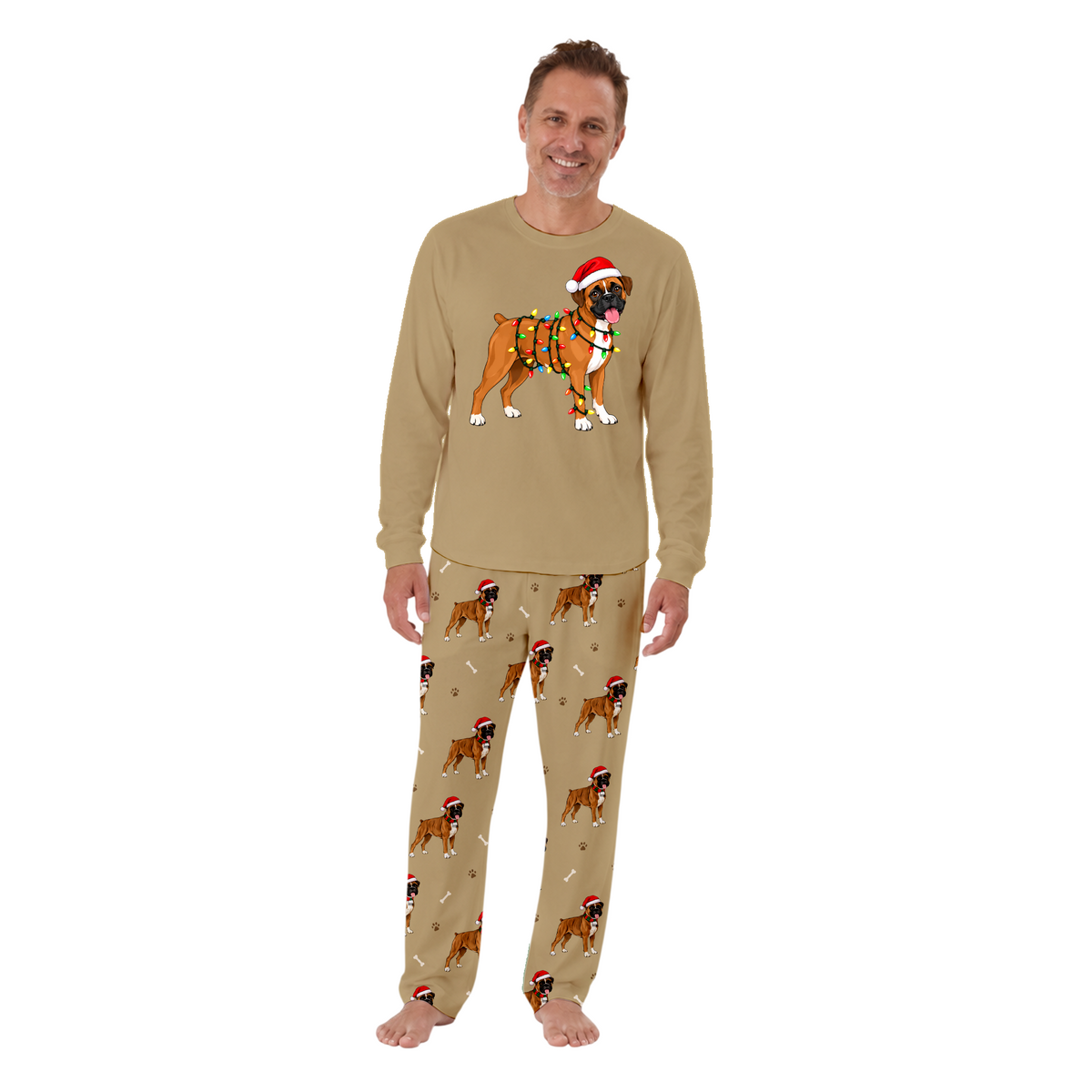 Cute Boxer Dog Lover Christmas Matching Family Pajamas With Pet