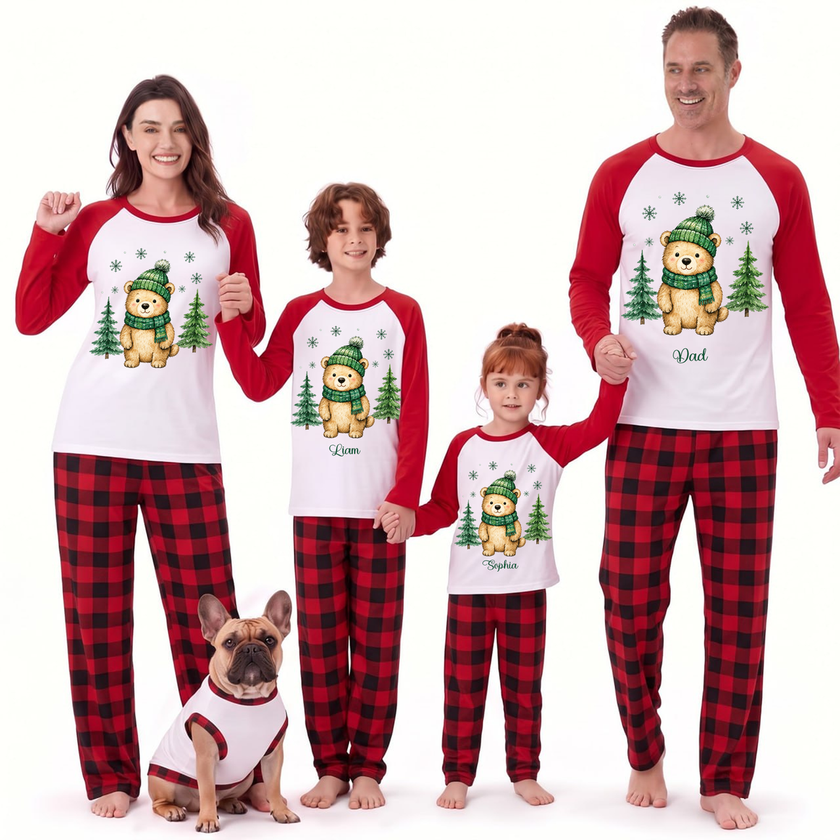 Cute Bear Christmas Tree Family Matching Christmas Pajamas With Pet