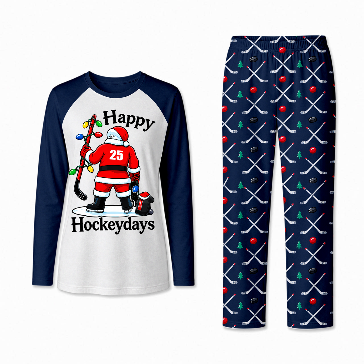 Festive Happy Hockeydays Hockey Christmas Matching Family Pajamas