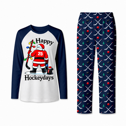 Festive Happy Hockeydays Hockey Christmas Matching Family Pajamas