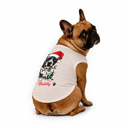 Personalized Cute Christmas Lights Dog Matching Family Christmas Pajamas With Custom Pet Face