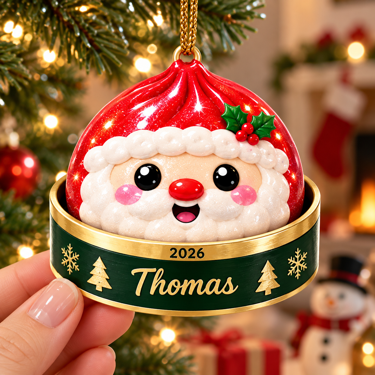 Christmas Squishy Dumpling - Personalized Acrylic Ornament - Christmas Gift for Daughter, Son, Grandkids, Family