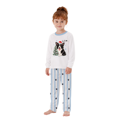 Custom Pet Face Cute Border Collie Christmas Tree Matching Family Christmas Pajamas