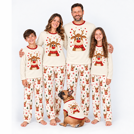Cute Reindeer Family Matching Christmas Pajamas With Pet (Copy)