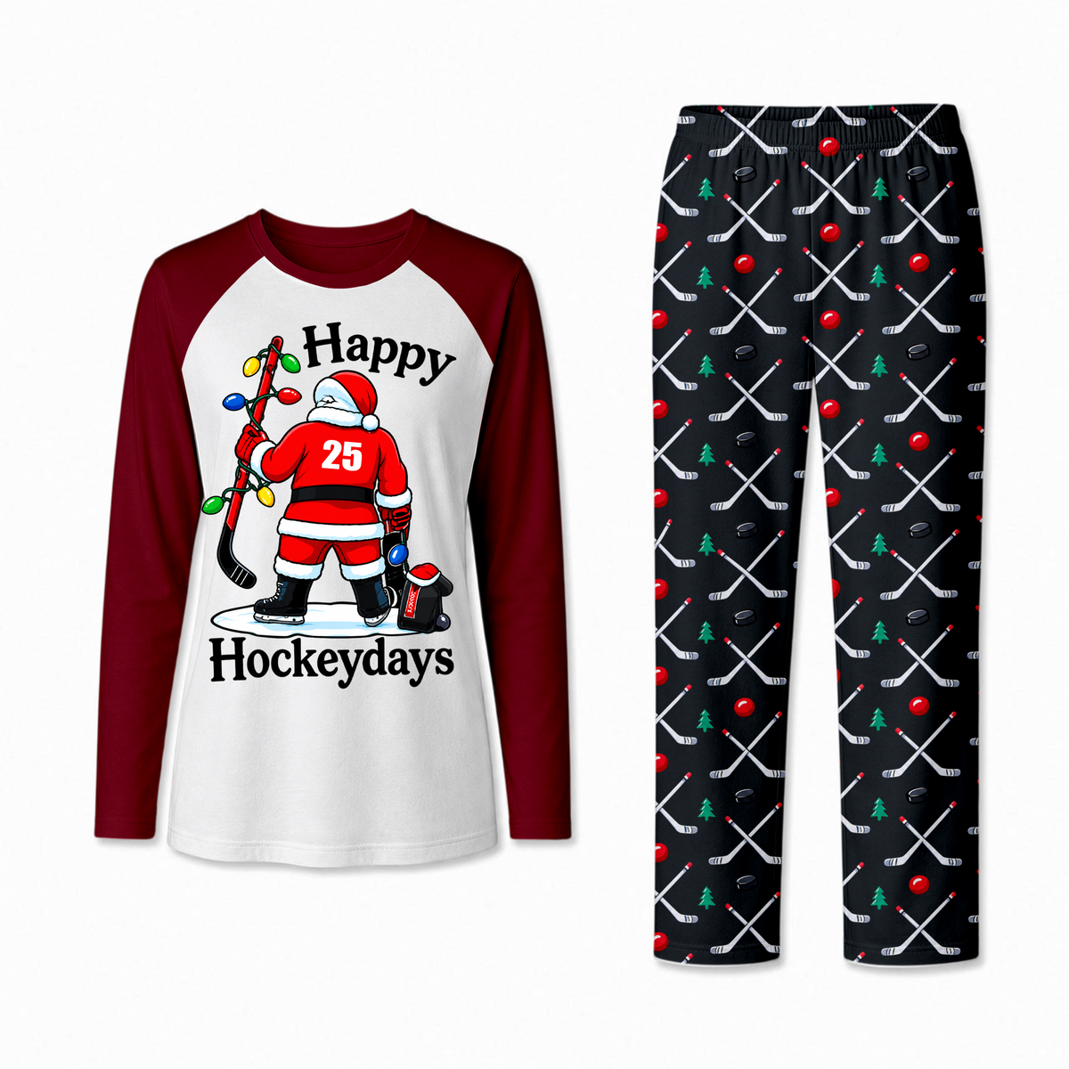 Festive Happy Hockeydays Hockey Christmas Matching Family Pajamas