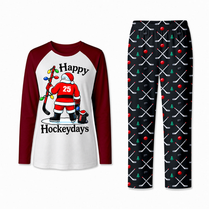 Festive Happy Hockeydays Hockey Christmas Matching Family Pajamas