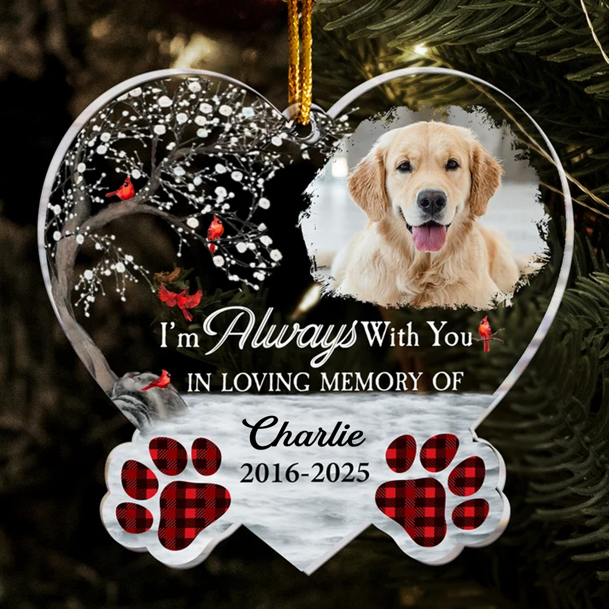 I'm Always With You Sympathy Pet - Personalized Acrylic Photo Ornament