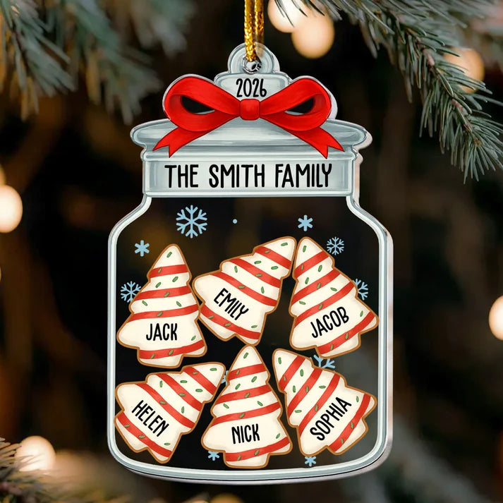 Custom Name Family Christmas Jar Personalized Acrylic Ornament