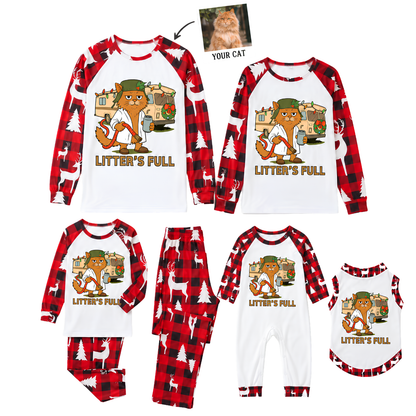 Funny Custom Photo Litter’s Full Pet Family Matching Pajamas