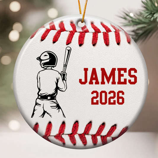 Personalized Baseball Softball Ornament, Custom Name Christmas Gift for Players