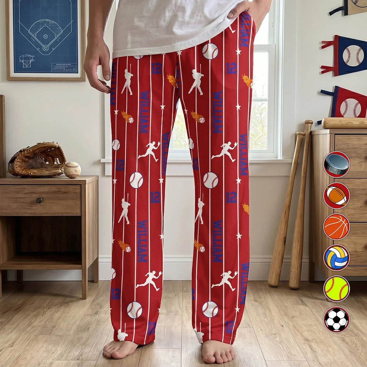 Personalized Sports Name And Number Lounge Pants – Custom Baseball Football Basketball Soccer Pajama Pants