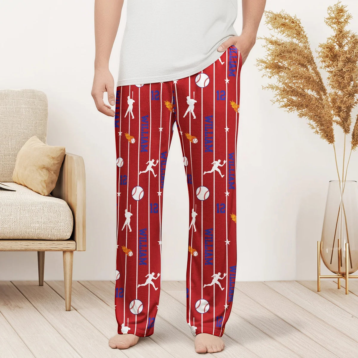 Personalized Sports Name And Number Lounge Pants – Custom Baseball Football Basketball Soccer Pajama Pants