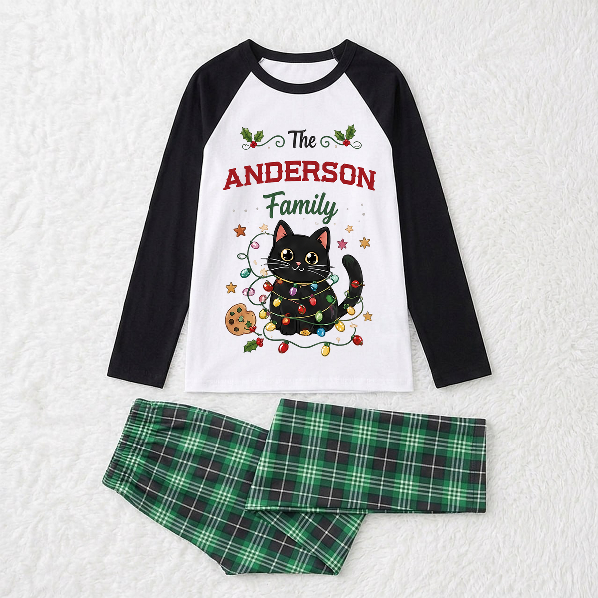 Cute Cat Christmas Tree Family Matching Christmas Pajamas With Pet