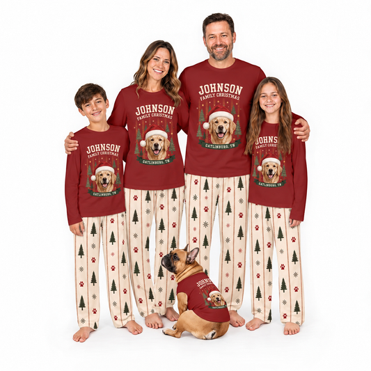 Cozy Personalized Dog Photo Family Christmas Pajamas With Pet