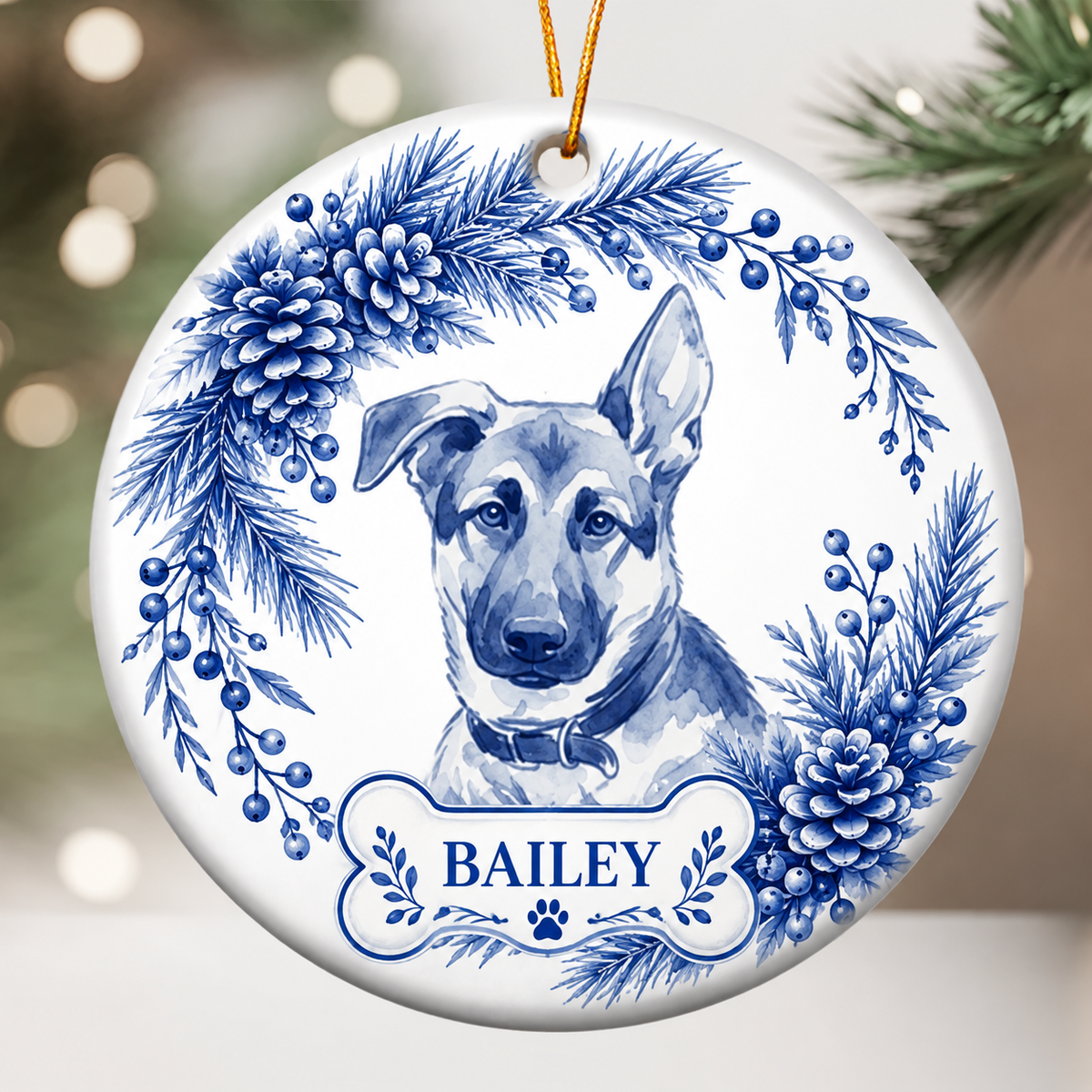 Custom Photo Pet Christmas Memorial, Dog Cat Christmas Photo, Pet Portrait Custom Name Gift - Personalized Ornament