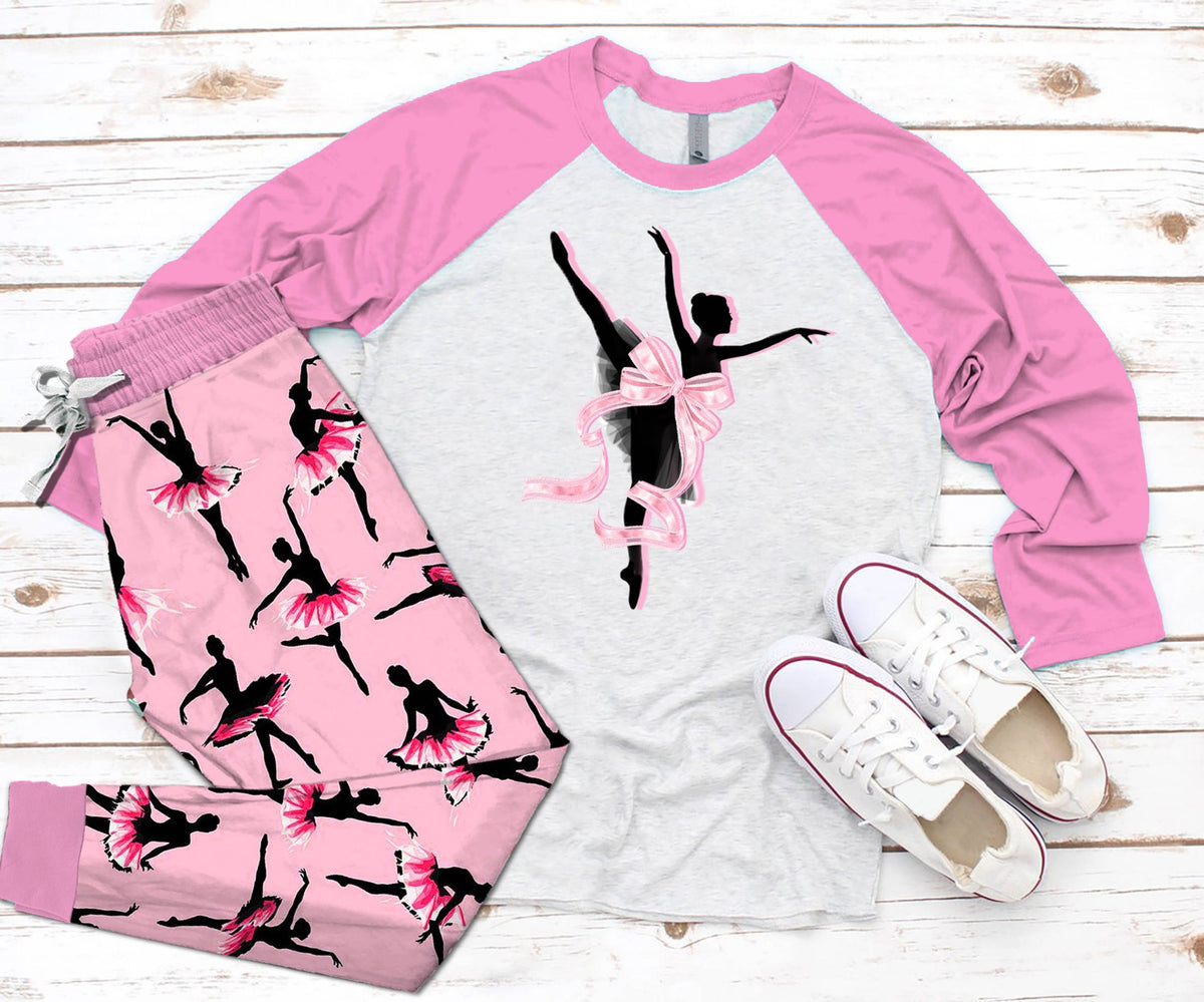 Ballet Dance Pajama Set |Sleepwear Pjs Sets | Raglan Shirt Pants Set