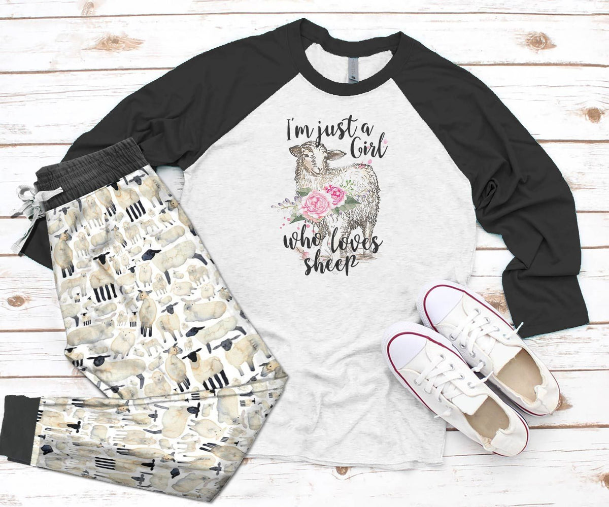 Sheep Set Sheep Girl Pajama Set |Sleepwear Pjs Sets | Raglan Shirt Pants Set