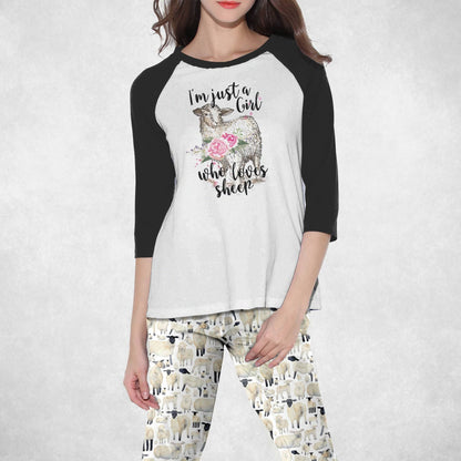 Sheep Set Sheep Girl Pajama Set |Sleepwear Pjs Sets | Raglan Shirt Pants Set