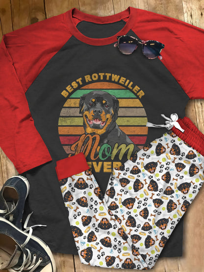 Rottweiler Set Rottweiler Mom Pajama Set |Sleepwear Pjs Sets | Raglan Shirt Pants Set