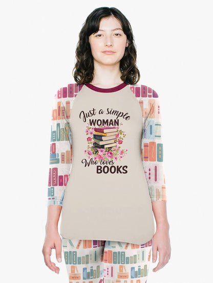 Reading Set Just A Girl Who Loves Books Pajama Set |Sleepwear Pjs Sets | Raglan Shirt Pants Set
