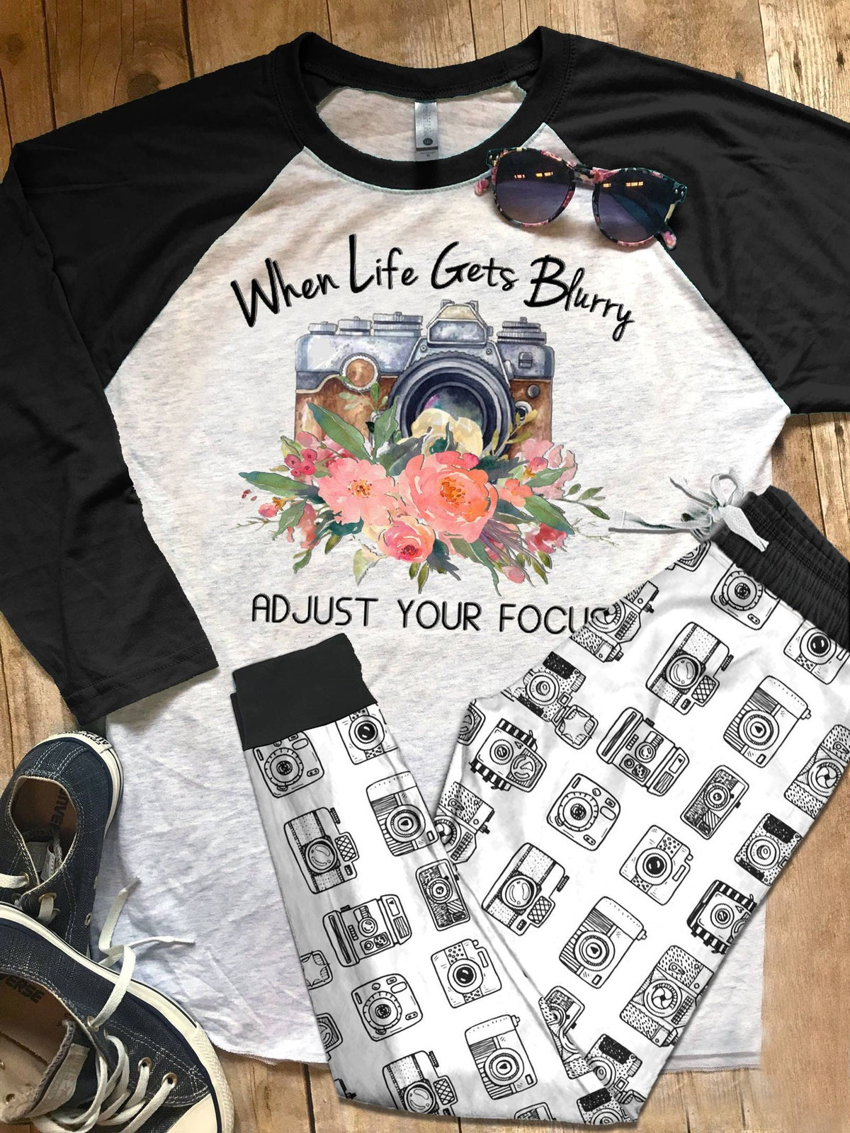 Photography Photography Love Colors Pajama Set |Sleepwear Pjs Sets | Raglan Shirt Pants Set