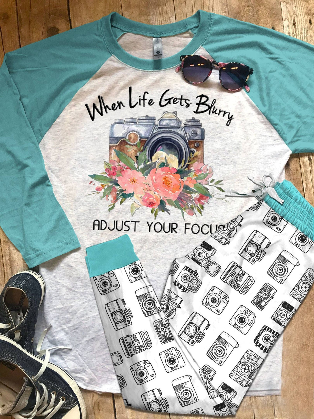 Photography Photography Love Colors Pajama Set |Sleepwear Pjs Sets | Raglan Shirt Pants Set