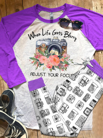 Photography Photography Love Colors Pajama Set |Sleepwear Pjs Sets | Raglan Shirt Pants Set