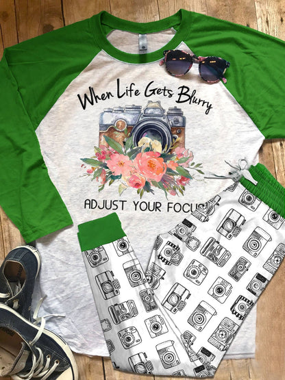 Photography Photography Love Colors Pajama Set |Sleepwear Pjs Sets | Raglan Shirt Pants Set