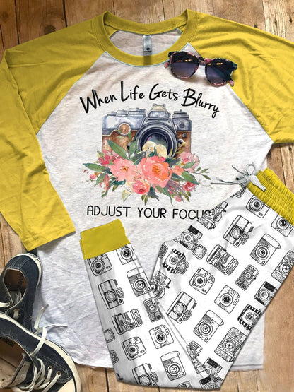 Photography Photography Love Colors Pajama Set |Sleepwear Pjs Sets | Raglan Shirt Pants Set