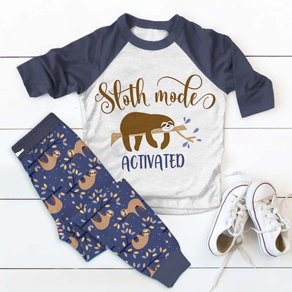 Sloth Sloth Mode Pajama Set |Sleepwear Pjs Sets | Raglan Shirt Pants Set