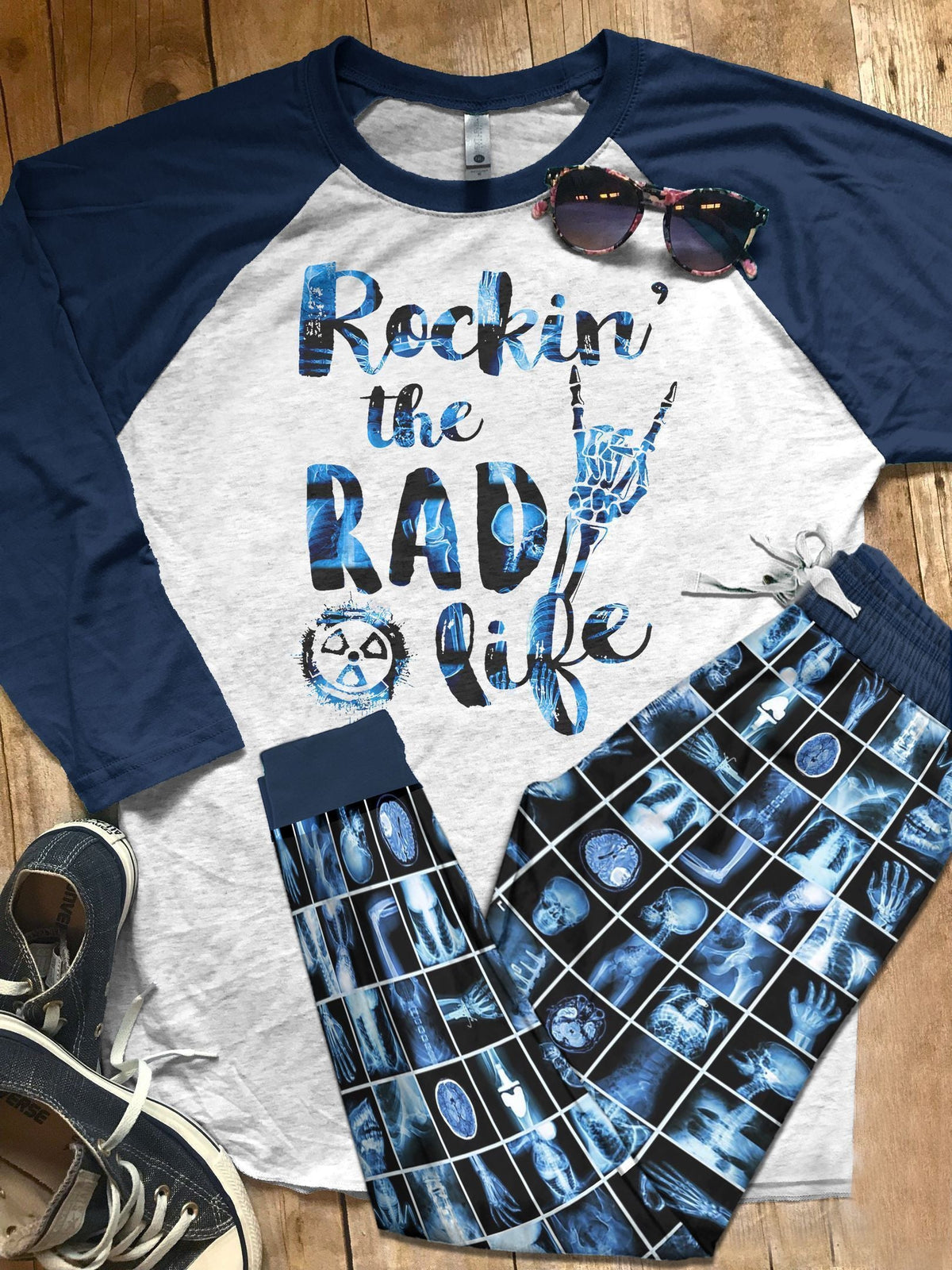 Rad Tech Blue Best Pajama Set |Sleepwear Pjs Sets | Raglan Shirt Pants Set