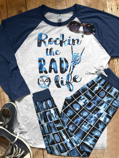 Rad Tech Blue Best Pajama Set |Sleepwear Pjs Sets | Raglan Shirt Pants Set
