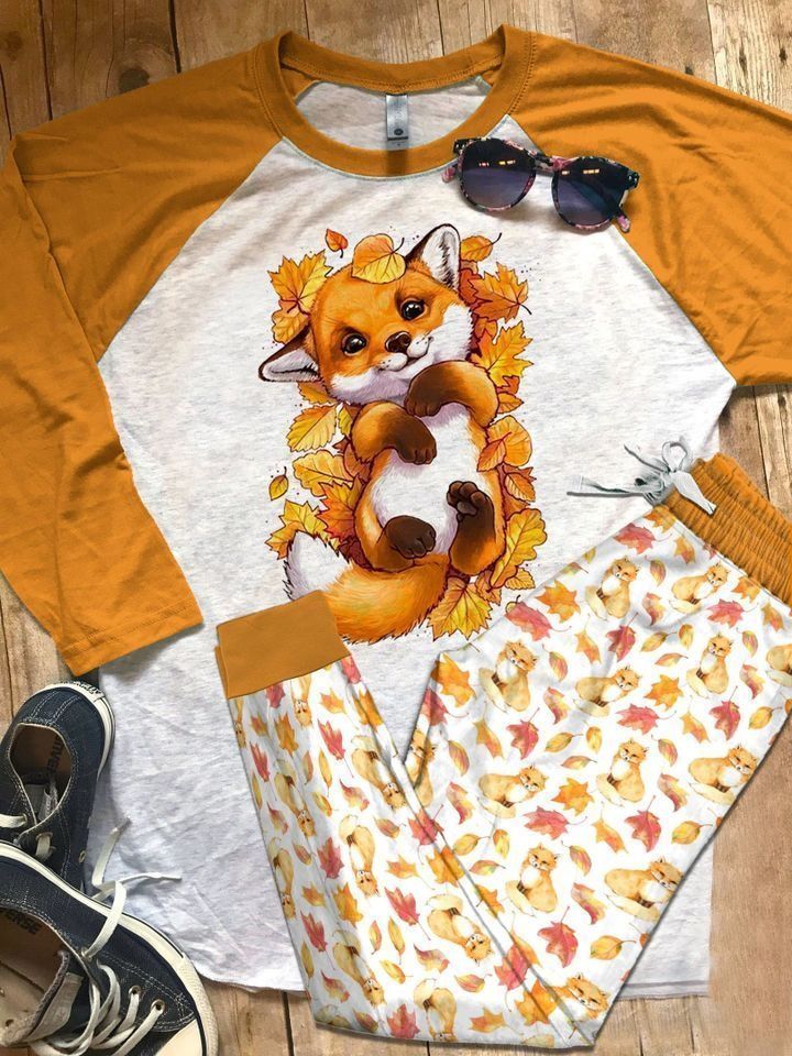 Fox Baby Fox Pajama Set |Sleepwear Pjs Sets | Raglan Shirt Pants Set