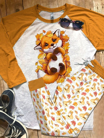 Fox Baby Fox Pajama Set |Sleepwear Pjs Sets | Raglan Shirt Pants Set