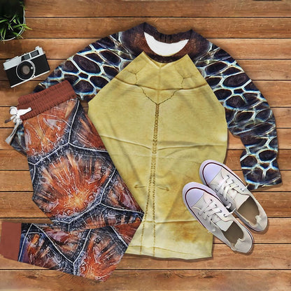 Sea Turtle Mai Unique Pajama Set |Sleepwear Pjs Sets | Raglan Shirt Pants Set