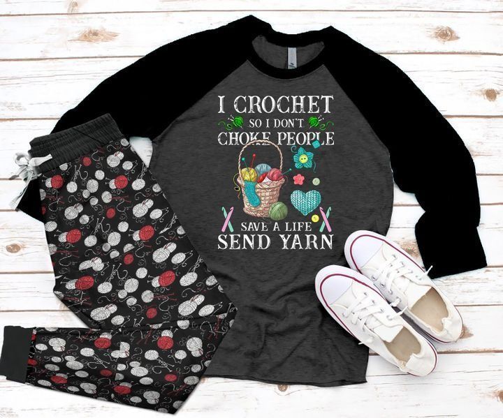 Crochet Send Yarn Pajama Set |Sleepwear Pjs Sets | Raglan Shirt Pants Set
