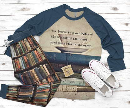 Reading The Secret To A Well Balanced Life Pajama Set |Sleepwear Pjs Sets | Raglan Shirt Pants Set