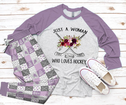 Hockey Set Who Loves Hockey Pajama Set |Sleepwear Pjs Sets | Raglan Shirt Pants Set