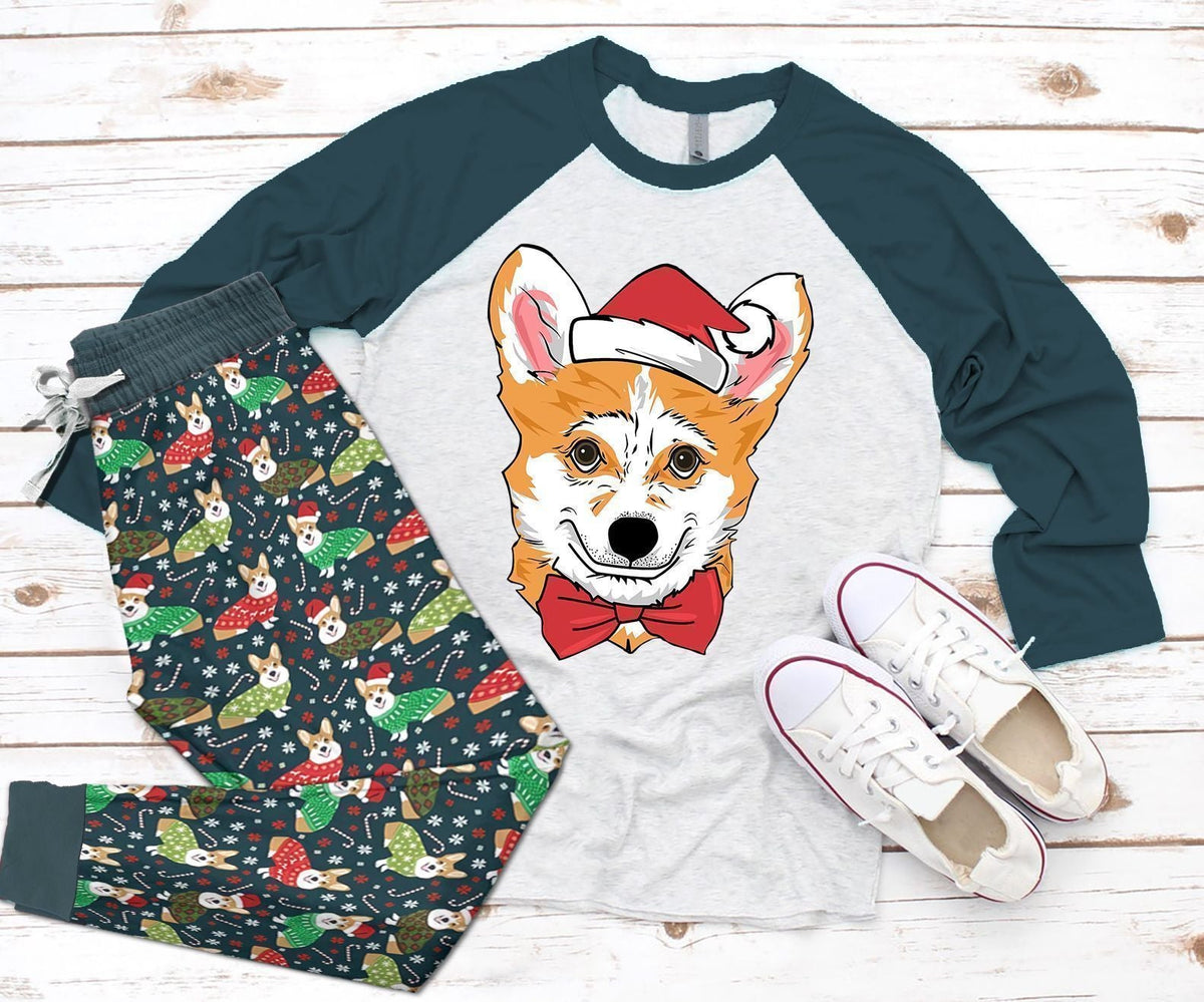 Corgi Cute Corgi Best Pajama Set |Sleepwear Pjs Sets | Raglan Shirt Pants Set