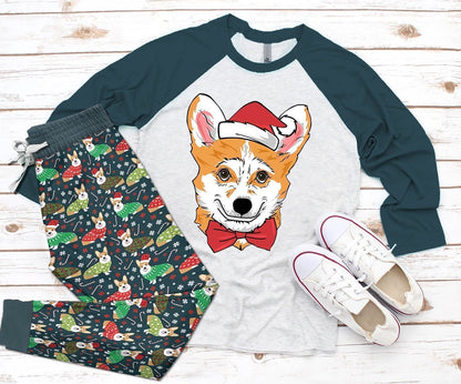Corgi Cute Corgi Best Pajama Set |Sleepwear Pjs Sets | Raglan Shirt Pants Set