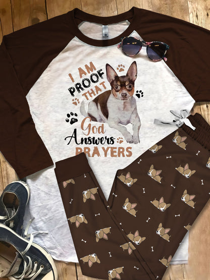 Chihuahua Chihuahua Puppy Dark Brown Unique Pajama Set |Sleepwear Pjs Sets | Raglan Shirt Pants Set