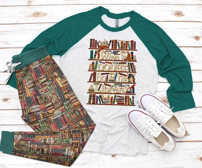 Reading Go To Library Green Awesome Pajama Set |Sleepwear Pjs Sets | Raglan Shirt Pants Set