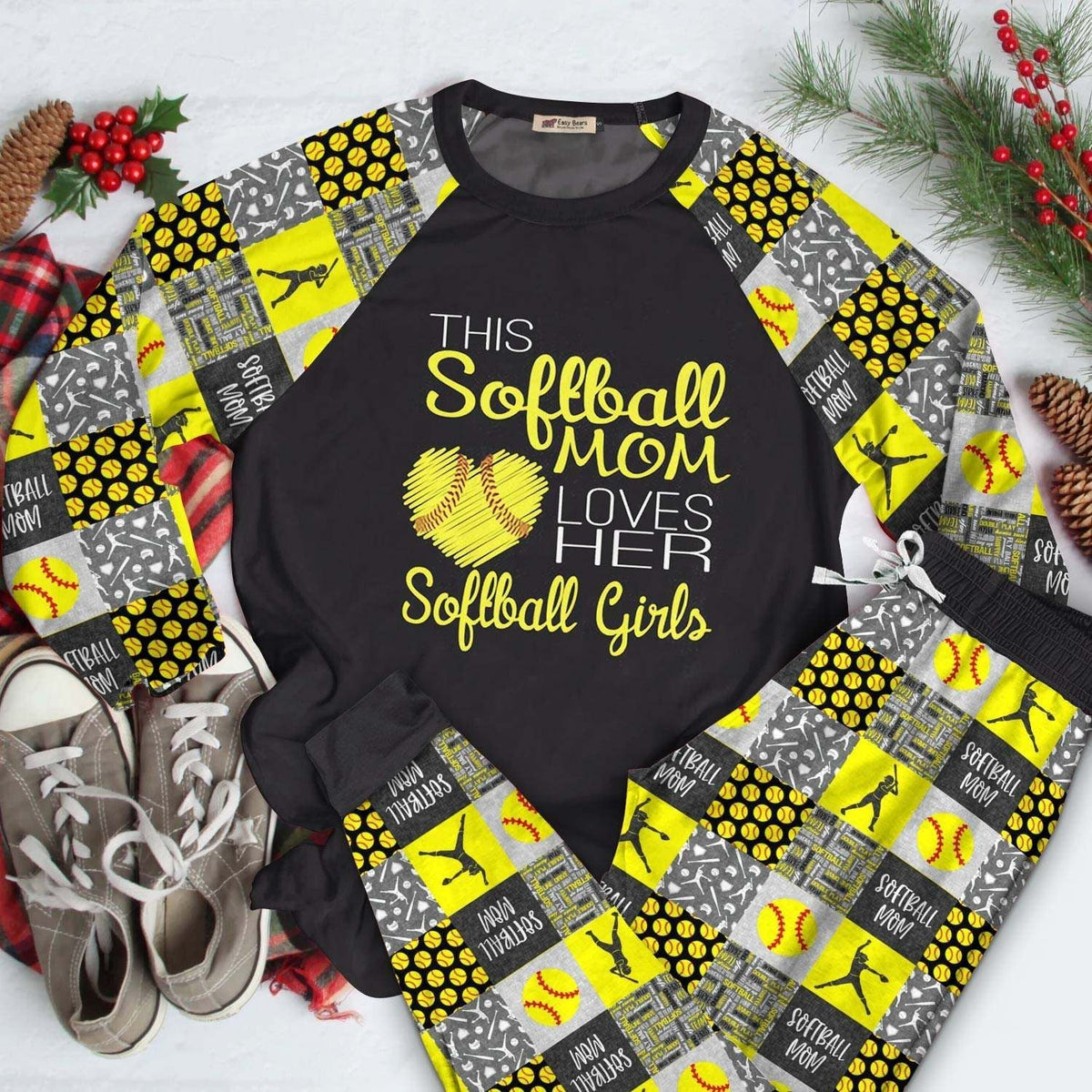 Softball Set Pajama Set |Sleepwear Pjs Sets | Raglan Shirt Pants Set