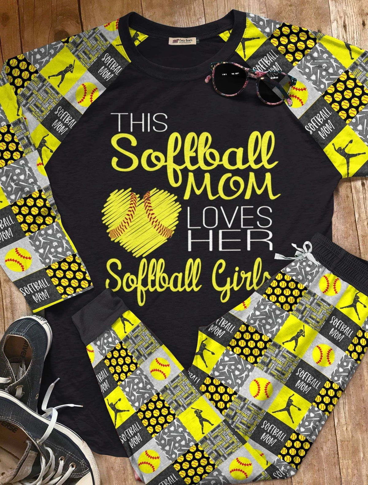 Softball Set Pajama Set |Sleepwear Pjs Sets | Raglan Shirt Pants Set