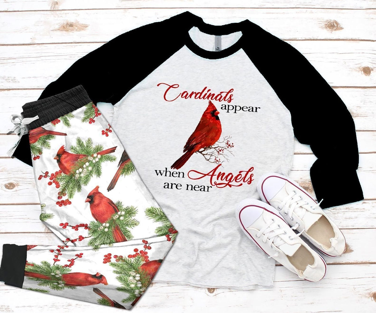 Cardinal Black Amazing Pajama Set |Sleepwear Pjs Sets | Raglan Shirt Pants Set