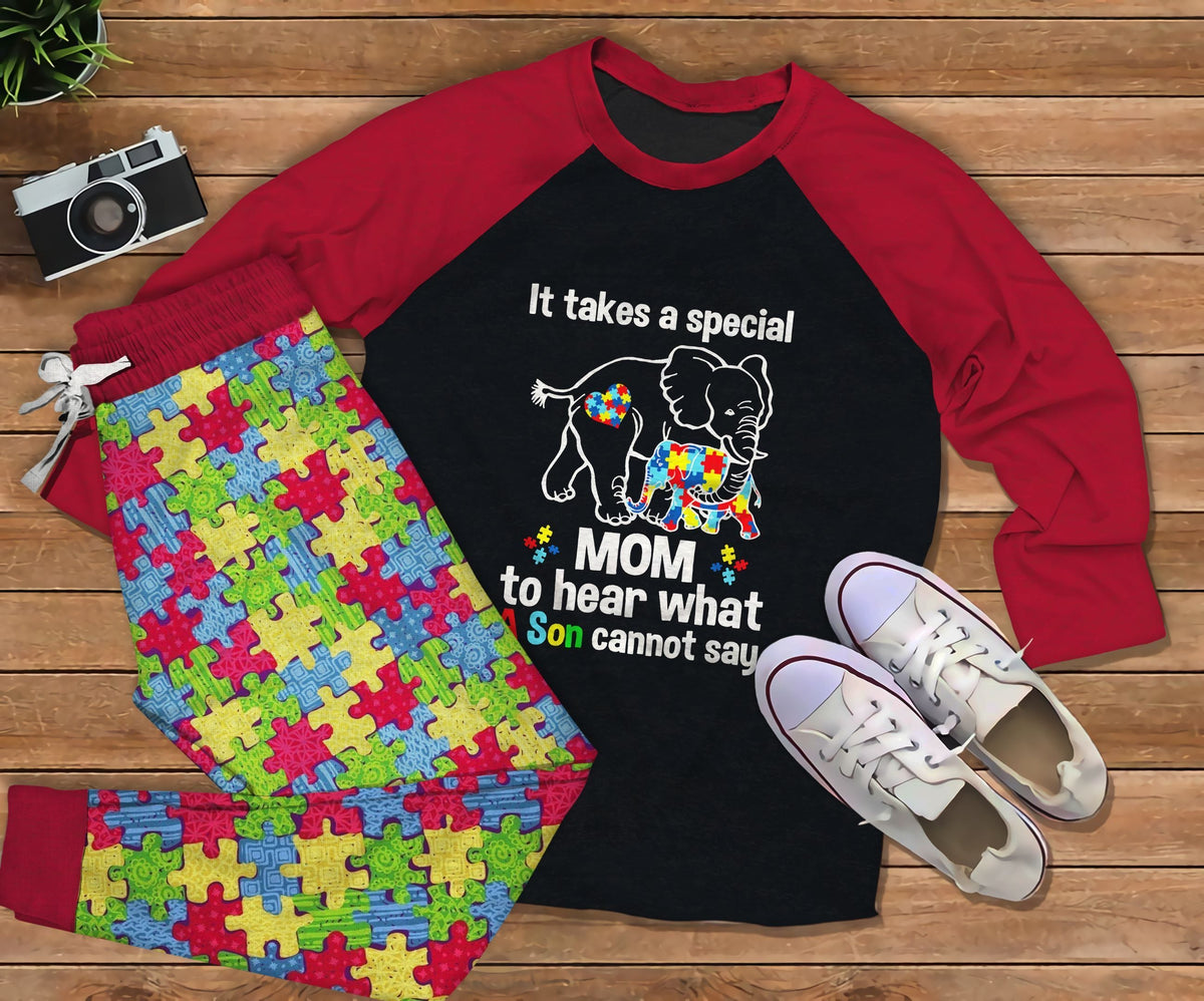 Autism Mom Pajama Set |Sleepwear Pjs Sets | Raglan Shirt Pants Set