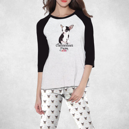 Chihuahua Chihuahua Mom Pajama Set |Sleepwear Pjs Sets | Raglan Shirt Pants Set
