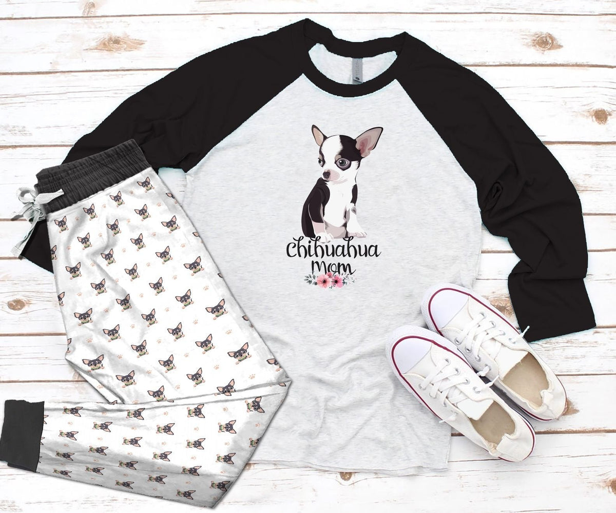 Chihuahua Chihuahua Mom Pajama Set |Sleepwear Pjs Sets | Raglan Shirt Pants Set